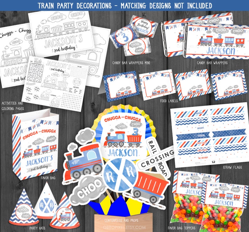 Train Invitation 3, Personalized, Train Birthday Invitation, Train Invites, Printable Template, Steam Engine Choo Choo Chugga StudioPanda image 8