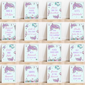 Mermaid Signs, Instant Download, Mermaid Wall Art, Mermaid Poster, Mermaid Backdrop, Mermaid Nursery, Under the Sea, Cute, Ocean Animals MR1