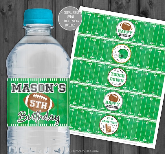 Football Water Bottle Labels Personalized Football Label Etsy