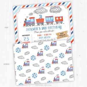 Train Invitation 3, Personalized, Train Birthday Invitation, Train Invites, Printable Template, Steam Engine Choo Choo Chugga StudioPanda image 2
