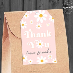 Daisy Flower Thank You Tags, Personalized, Daisy Decoration, Daisy Birthday, Daisy Party, Wildflower, Boho Flower, Daisy Thank You Card