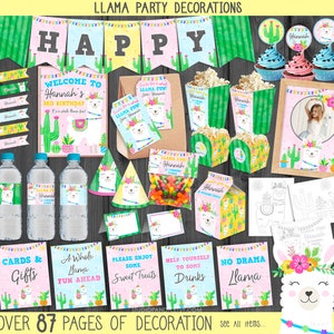 Llama Party Decorations, Personalized, Llama Package, Llama Bundle, Llama Party Theme, Girl Party Alpaca Cactus Fiesta Whole Llama Fun
