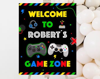 Video Game Welcome Sign, Personalized, Video Game Banner, Video Game Sign, Video Game Backdrop Gamer Poster Gaming Arcade Game Truck VG1