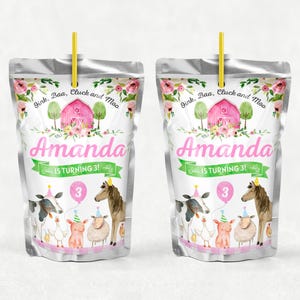 Farm Girl Juice Label, Personalized, Farm Decoration, Farm Wrappers, Farm Party, Farm Water Label, Animals Juice Label, Barnyard