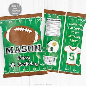 Football Chip Bag, Personalized, Football Label, Football Wrapper, Football Treat, Potato Chips, Sports Rugby Touchdown Tailgate