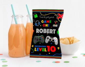 Video Game Chip Bag, Personalized, Video Game Label, Video Game Wrapper, Gamer Chip Bag, Video Game Potato, Gaming Arcade Game Truck VG1