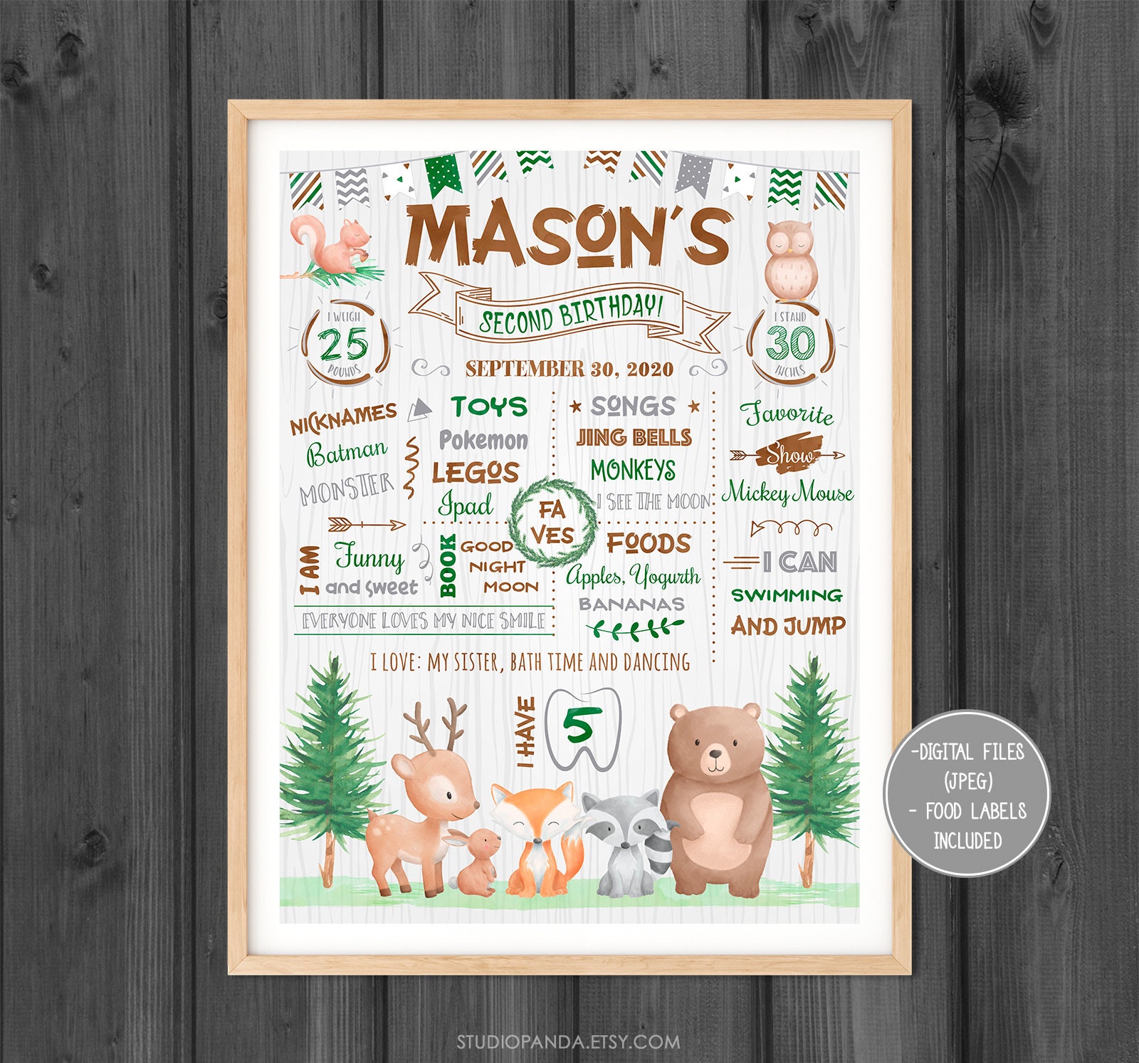 Woodland Animals Chalkboard White Personalized Woodland - Etsy Woodland Animals Chalkboard White Personalized Woodland - Etsy