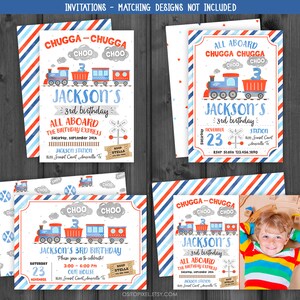 Train Invitation 3, Personalized, Train Birthday Invitation, Train Invites, Printable Template, Steam Engine Choo Choo Chugga StudioPanda image 5