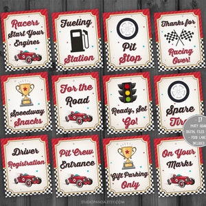 Race Car Party Signs, Instant Download, Race Car Decoration, Deco, Nursery Car, Vintage Car, Retro Car, Raceway, Two Fast