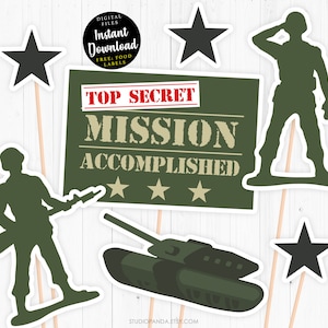 Camouflage Centerpieces, Instant Download, Camo Cake Topper, Army Decoration, Military Deco, Soldier Party, COD, Soldier Topper