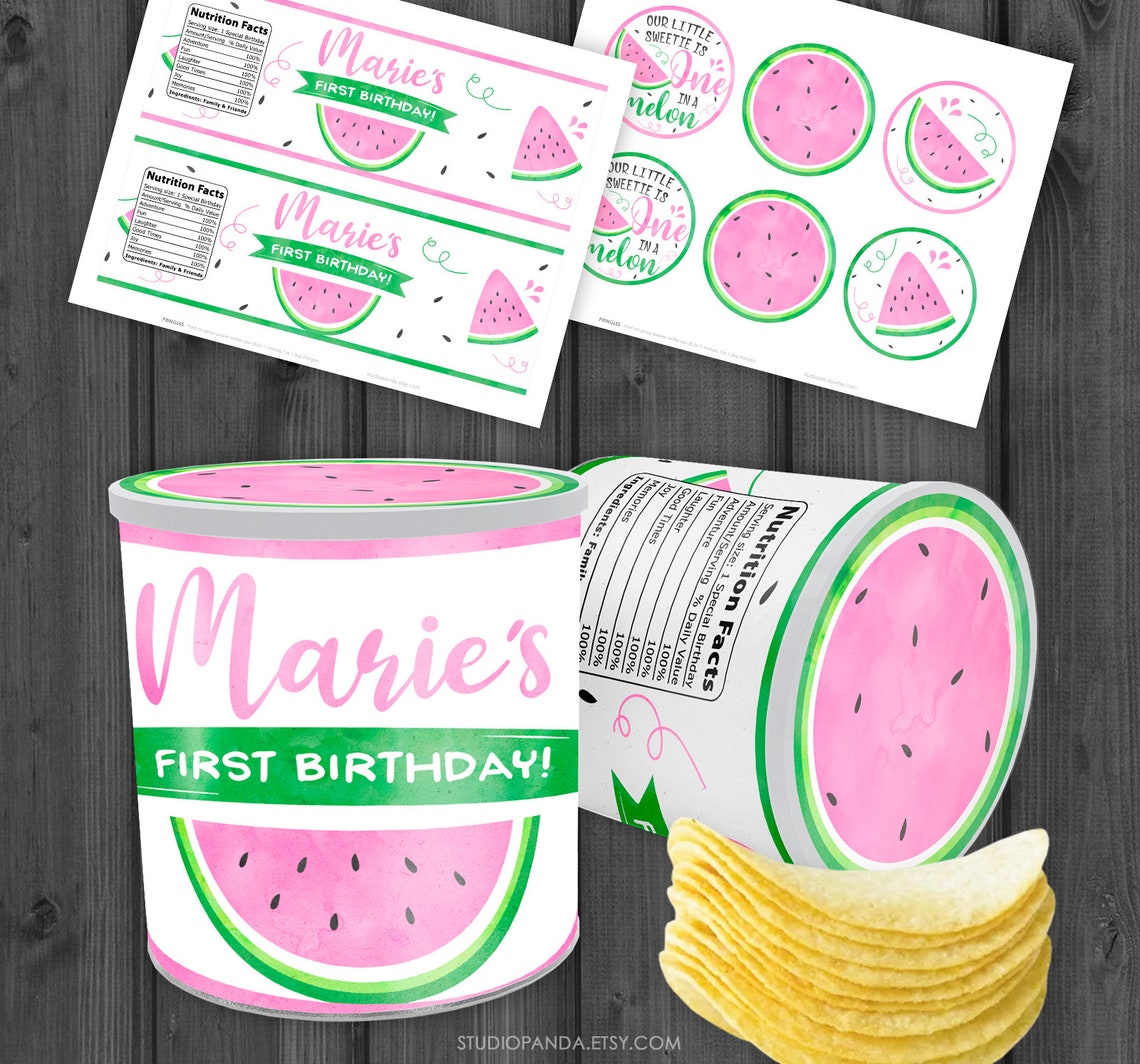 Watermelon Candy Wrappers Personalized Watermelon Chip Bag Etsy