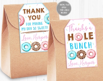Personalisierte Donut-Dankeschön-Anhänger, Donut-Anhänger, Donut-Dankeskarte, Donut-Gastgeschenk, „Werde erwachsen“, Streusel, Liebling, Donuts, Donuts, Donuts