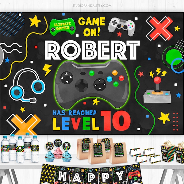 Video Game Backdrop, Personalized, Video Game Party Bundle, Gamer Decoration, Gamer Bundle, Gamer Poster, Background Sign Game Truck Arcade