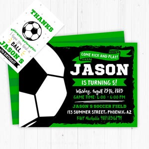 Soccer Invitation + Favor Tags, Instant Download, Soccer Party, Soccer Decoration, Sports, Sports Invitation, Football, Soccer Birthday, SC1