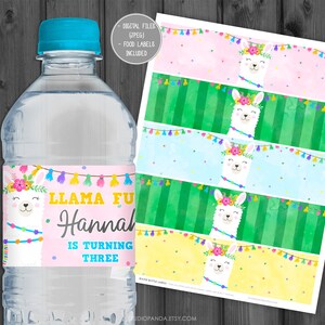 Llama Water Bottle Labels, Personalized, Llama Label, Llama Tag, Llama Water, Girl Party Alpaca Cactus Fiesta Whole Llama Fun