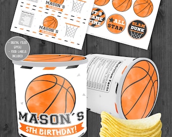 Basketball Mini Pringles, Personalized, Sport Pringles, Basketball Treat, Basketball Chips, Baloncesto Slam Dunk Party Hoop Court Game On