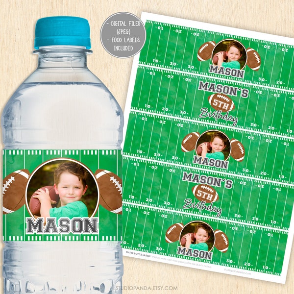 Football Water Bottle Labels, Personalized, Football Wrappers, Football Decoration, Football Capri, Football Label, Football Juice, Rugby