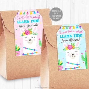 Lama dank u Tags, gepersonaliseerde, Lama Card, Lama dank u kaart, Lama Tags, meisje partij Alpaca Cactus Fiesta hele Llama leuk