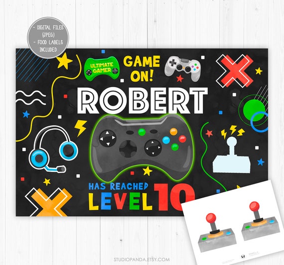 Video Game Pin the Game, Personalized, Video Game Party Bundle
