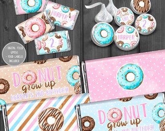 Personalisierte Donut-Schokoladenverpackungen, Schokoladen-Hershey's-Verpackungen, Grow Up, Streusel, Sweet One, Donuts, Donuts, Donuts