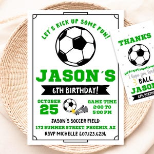 Soccer Invitation + Favor Tags, Instant Download, Soccer Party, Soccer Decoration, Soccer Birthday, Sports Invitation, Football, Sports, SC1