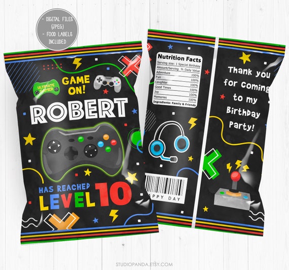 Video Game Chip Bag Personalized Video Game Party Bundle Etsy