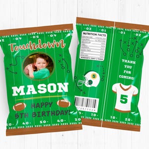 Football Chip Bag With Photo, Personalized, Football Wrappers, Football Decoration, Football Chips, Football Potato, Football Treat, FT1
