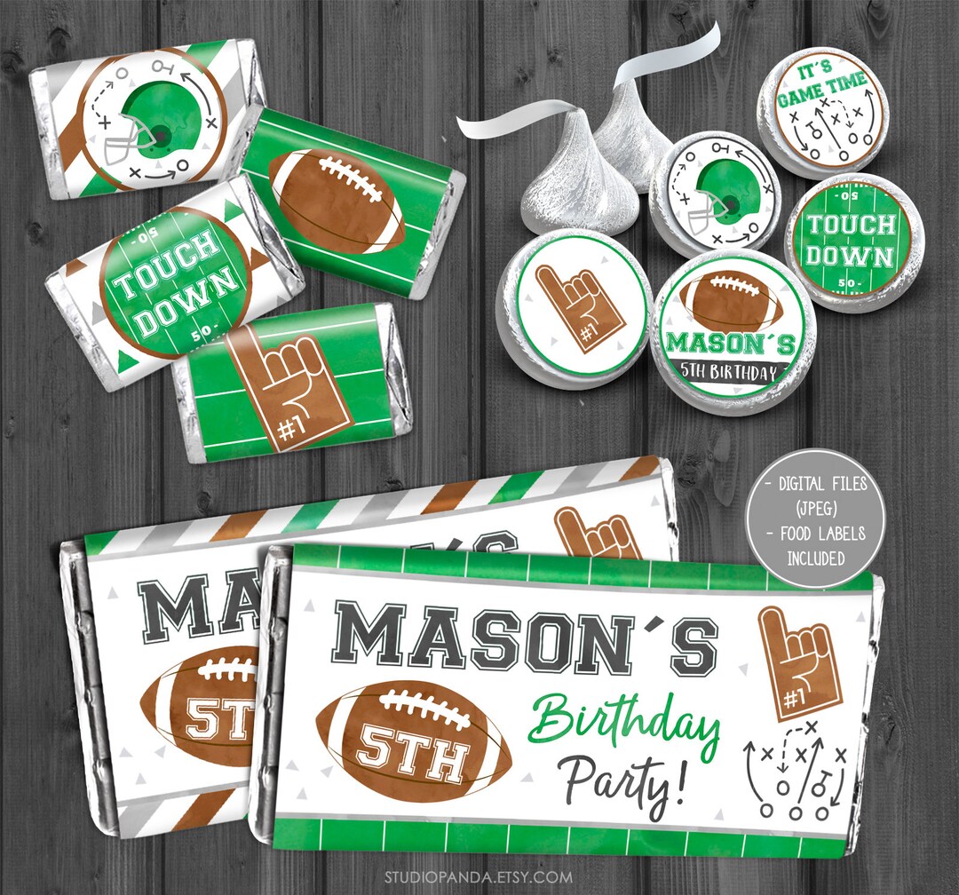 Football Candy Bar Wrappers, Personalized, Football Candy Labels ...