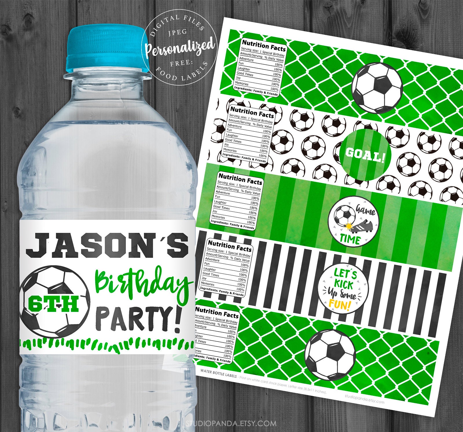Soccer Water Bottle Labels Personalized Soccer Decoration - Etsy