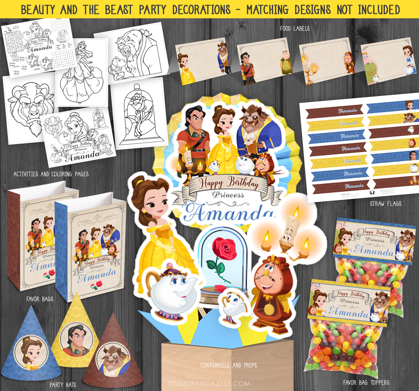 Beauty and the Beast Candy Bar Wrappers, Personalized, Beauty Candy ...