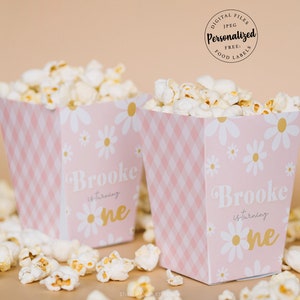 Scatola per popcorn a forma di fiore di margherita, personalizzata, decorazione a forma di margherita, compleanno a forma di margherita, festa a forma di margherita, fiore di campo, fiore boho, scatola a forma di margherita, bomboniera a forma di margherita