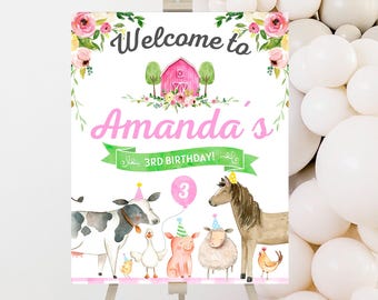 Farm Girl Welcome Sign, Personalized, Farm Decoration, Farm Wrappers, Farm Party, Farm Poster, Farm Backdrop, Animals Welcome Sign
