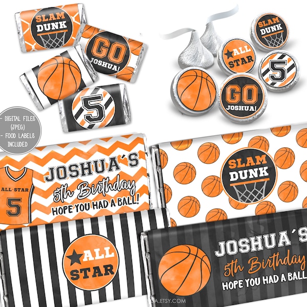 Basketball Candy Bar Wrappers, Personnalisé, Sport Wrappers, Basketball Chocolate, Basketball Hersheys Basketball Slam Dunk Party Hoop Court