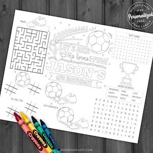 Soccer Activity And Coloring Pages, Personalized, Soccer Decoration, Soccer Deco, Soccer Birthday, Soccer Party, Football, Sports, Messi Cr7