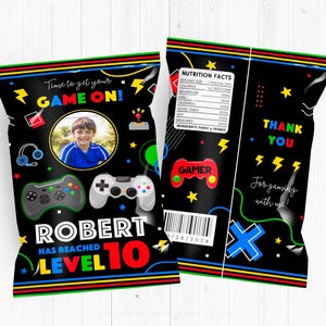 Video Game Chip Bag With Photo, Personalized, Video Game Wrapper, Video Game Chips Gamer Potato Gamer Chips Gaming Arcade Game Truck VG1