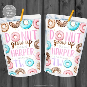 Donut Capri Sun, Personalized, Donut Wrappers, Juice Pouch, Donut Water Label, Grow Up, Sprinkles, Sweet One, Doughnuts, Donuts, Donas