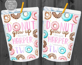 Donut Capri Sun, personalisiert, Donut-Verpackungen, Saftbeutel, Donut-Wasseretikett, Grow Up, Streusel, Sweet One, Donuts, Donuts, Donuts