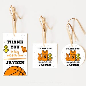 Tag favore basket, Download istantaneo, Biglietto di ringraziamento basket, Tag favore sport, Slam Dunk, Party Hoop, Game On, All Star, Ball, BSK