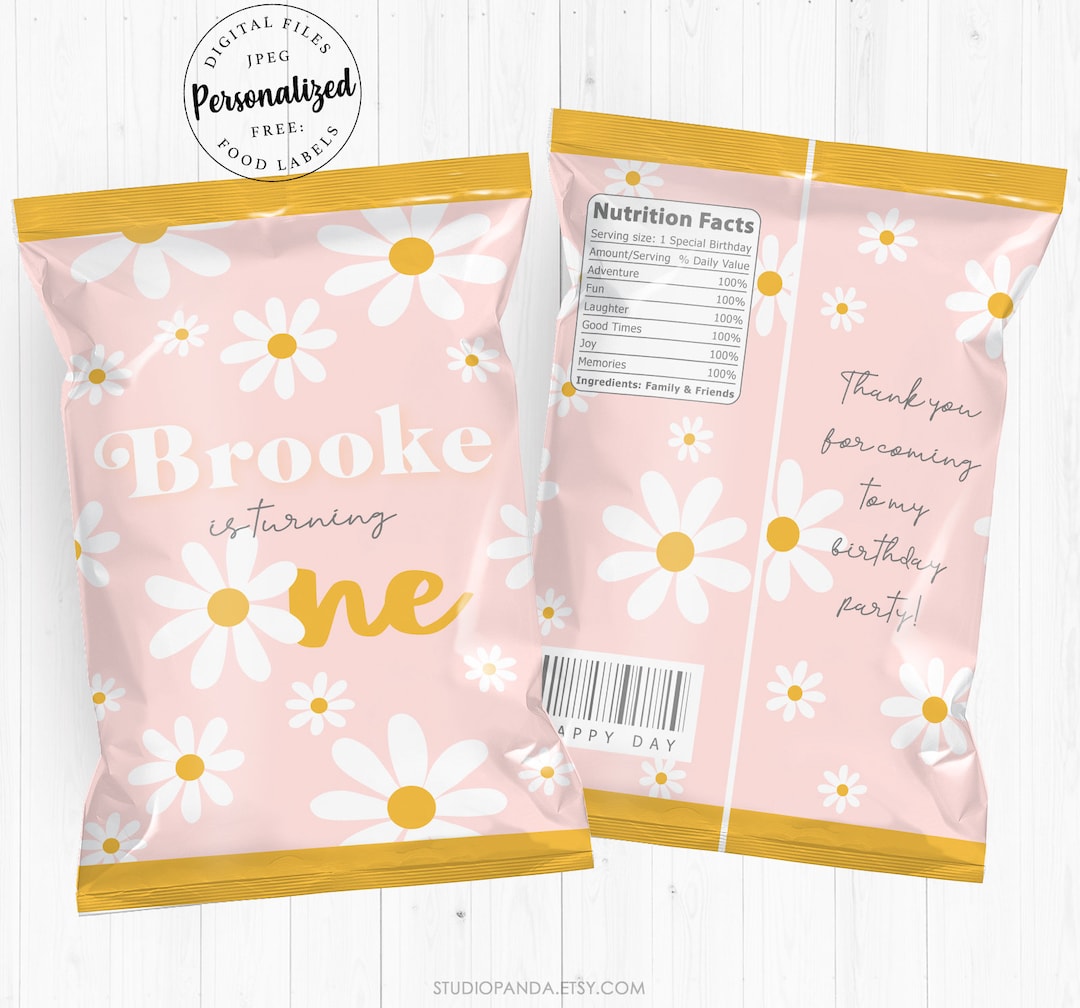 Daisy Flower Chip Bag, Personalized, Daisy Decoration, Daisy Birthday