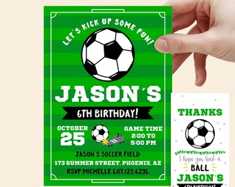 Soccer Invitation + Favor Tags, Personalized, Soccer Party, Soccer Decoration, Soccer Birthday, Sports Invitation, Sports, Football SC1