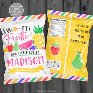 Two Tti Frutti Chip Bag, Personalized, Frutti Favor Bag, Frutti Chip Bag, Pineapple Watermelon Strawberry Lemon Banana Summer Fruit