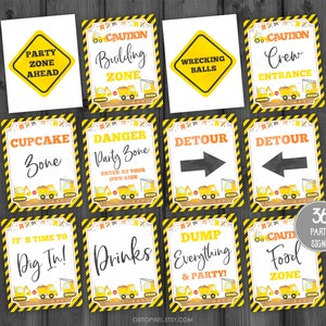 Construction Party Signs, Instant Download, Construction Decor, Construction Wall Art, Construction Poster, Dump Truck Tractor StudioPanda