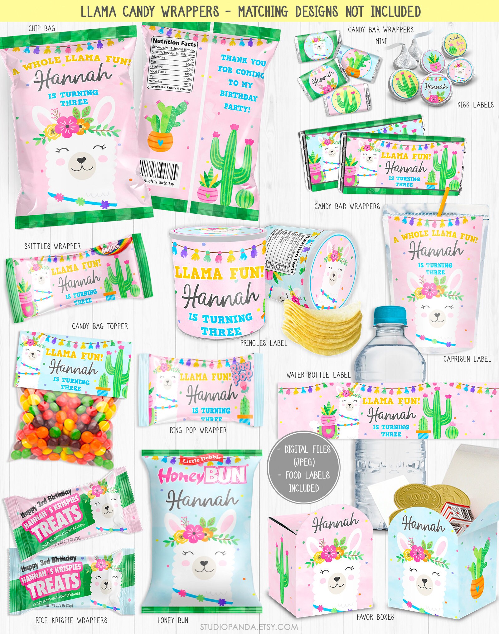 Llama Water Bottle Labels Personalized Llama Label Llama Etsy