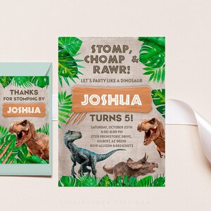 Dinosaur Invitation, Personalized, Dinosaur Decoration, Dinosaur Birthday, Dinosaur Party, Dino, Dino Invitation, Three-Rex, T-Rex, DN2
