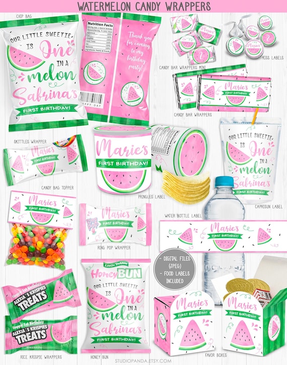 Watermelon Candy Wrappers Personalized Watermelon Chip Bag - Etsy