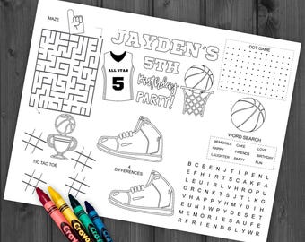 Basketball Activity And Coloring Pages, Personalized, Basketball Coloring Pages, Basketball Games, Sports Activity, Sports Coloring, BSK