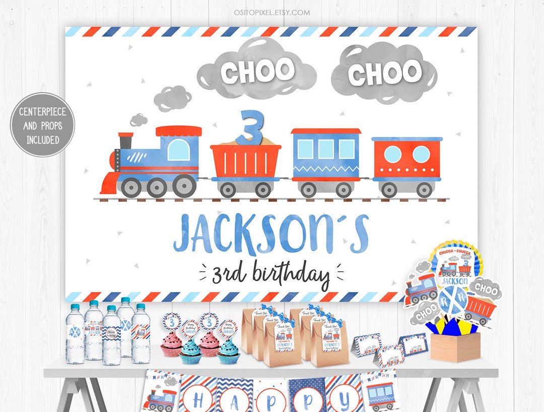 Train Backdrop Party, Personalized, Background, Banner, Poster Train ...