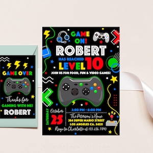 Video Game Invitation 2, Personalized, Video Game Party, Gamer Decoration, Gamer Invitation, Game Truck Invitation, Gaming, Arcade, VG1