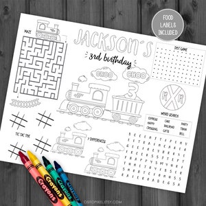 Train Printable Activity And Coloring Pages, Personalized, Train Birthday, Printable Template, Steam Engine Choo Choo Chugga StudioPanda