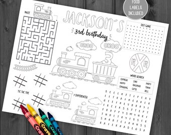 Train Printable Activity And Coloring Pages, Personalized, Train Birthday, Printable Template, Steam Engine Choo Choo Chugga StudioPanda